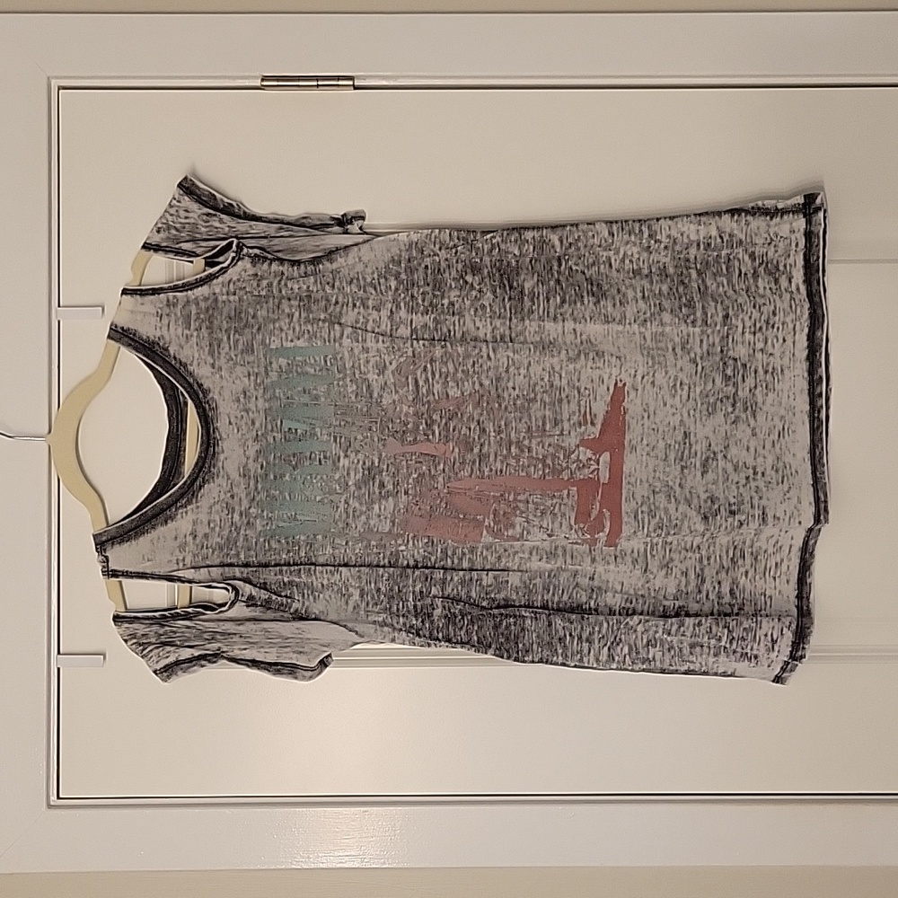 NIRVANA cold shoulder burnout print tee